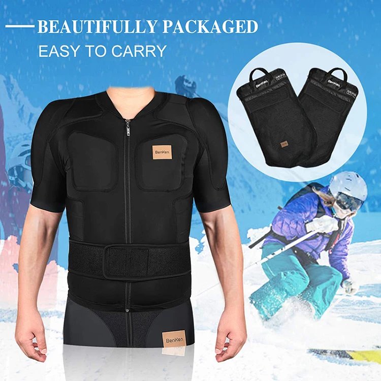 Protective Gear Outdoor Skiing Anti-Collision Anti-Collision Armor Spine Back Protector Sports Shirts Black