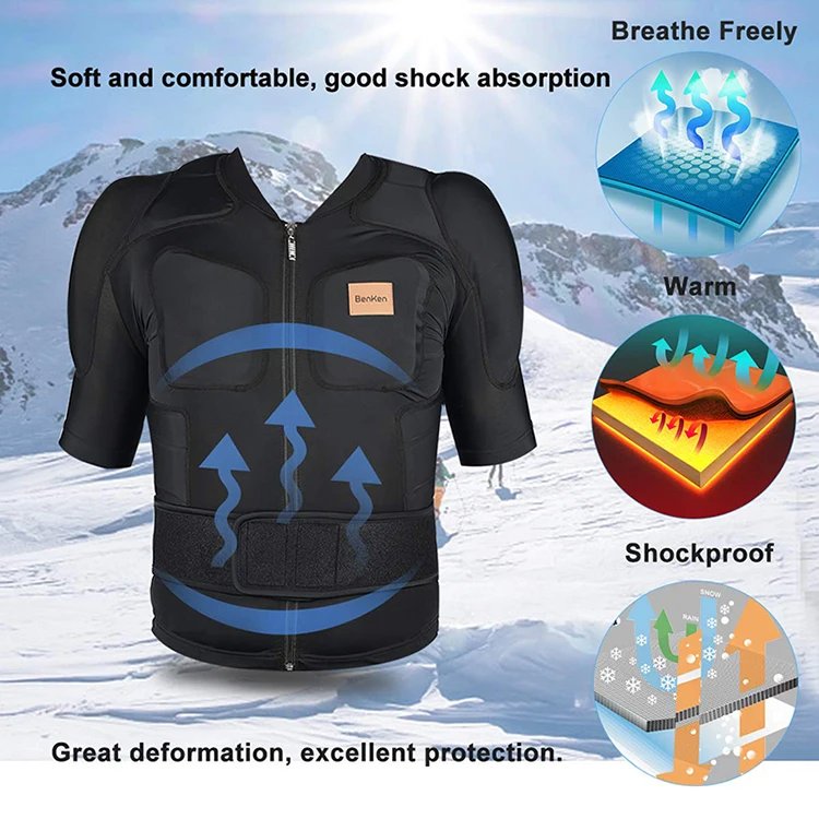 Protective Gear Outdoor Skiing Anti-Collision Anti-Collision Armor Spine Back Protector Sports Shirts Black