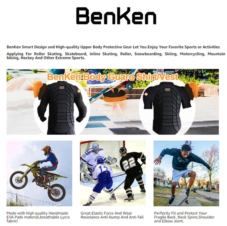Protective Gear Outdoor Skiing Anti-Collision Anti-Collision Armor Spine Back Protector Sports Shirts Black