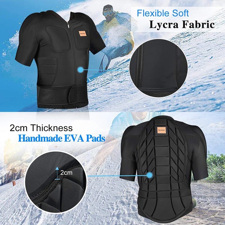 Protective Gear Outdoor Skiing Anti-Collision Anti-Collision Armor Spine Back Protector Sports Shirts Black